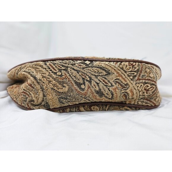 Fossil Forever Brown Tapestry Beaded Handbag Purse - Picture 7 of 8